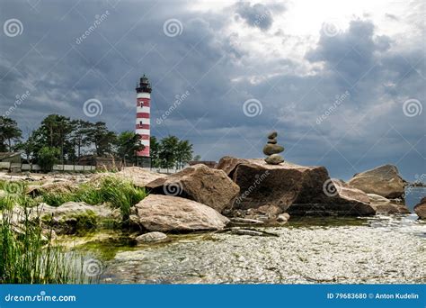 Shepelevsky Lighthouse on the Gulf of Finland in Leningrad Region in ...