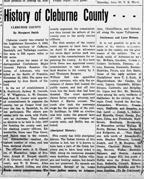 History of Cleburne County Alabama - Newspapers.com