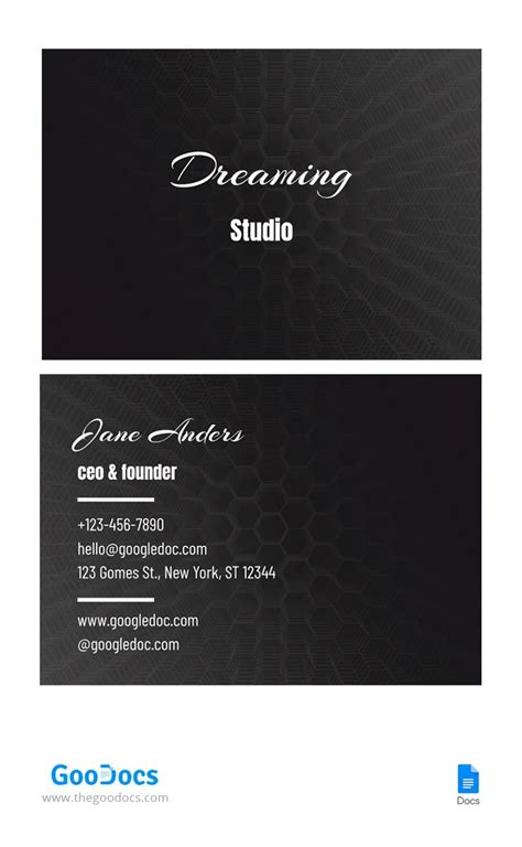 Abstract Business Card Template In Google Docs