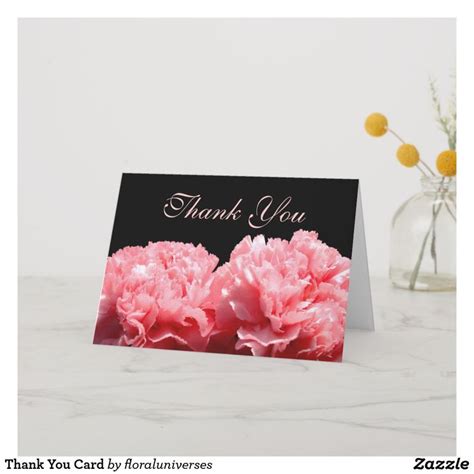 Floral Pink Carnations Thank You | Zazzle.com | Pink carnations, Custom thank you cards, Carnations