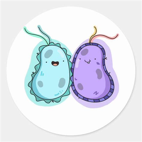 Cute Kawaii Bacteria Classic Round Sticker | Zazzle