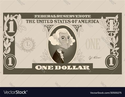 One dollar bill with george washington cartoon Vector Image