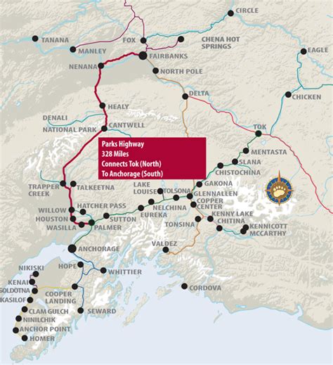 Maps of Alaska Roads By Bearfoot Guides: Map of the Parks Highway, Alaska