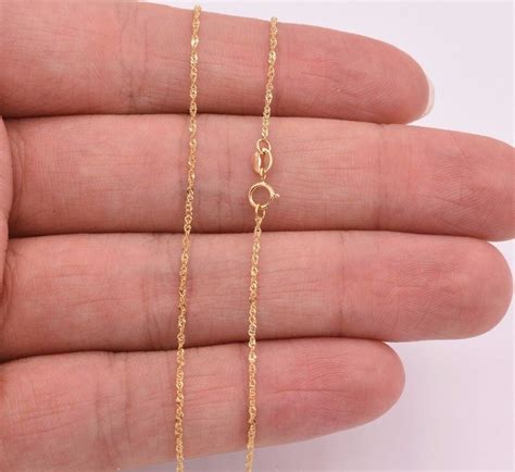 1mm Twisted Singapore Sparkle Chain Necklace REAL Solid 14K Yellow Gold Jewelry & Watches ...