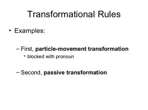 Transformational grammar