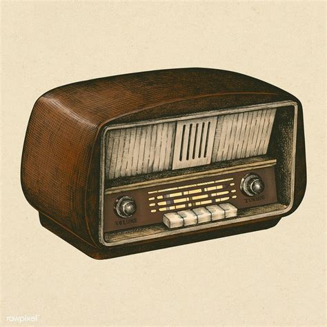 Hand drawn retro wooden radio | premium image by rawpixel.com | Radio drawing, How to draw hands ...