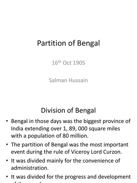 Causes of Partition of Bengal | PDF