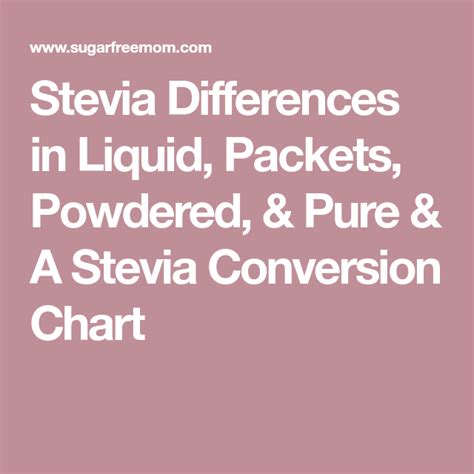 Stevia Differences in Liquid, Packets, Powdered, & Pure & A Stevia Conversion Chart | Low carb ...