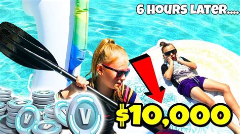 LAST TO LEAVE THE POOL WINS $10,000 V-BUCKS!! Kids Version of Mr Beast Challenge #youtube # ...