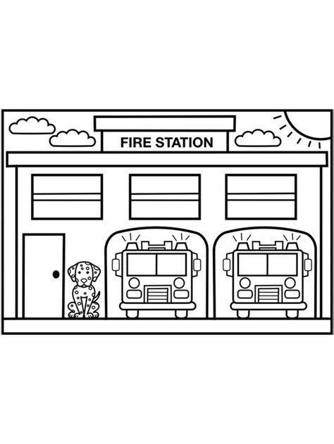 Fire Station coloring pages | Coloring pages, Building crafts, Color activities