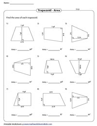 Area Of Trapezoid Worksheet - Kindergarten Printable Sheet