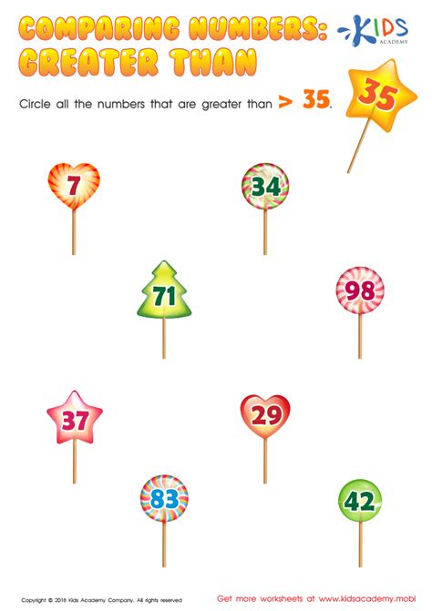 Greater Than Worksheet: Free Printable PDF for Kids - Worksheets Library