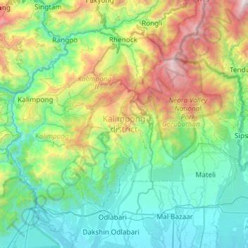 Kalimpong topographic map, elevation, relief