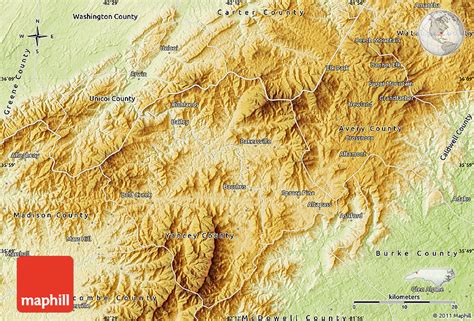 Physical Map of Mitchell County