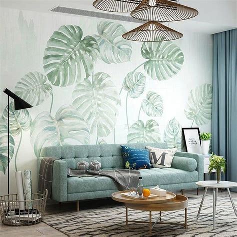 35 Brilliant Living Room Mural Decorating Ideas in 2020 | Wallpaper ...