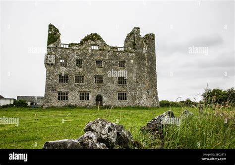 Historical Leamaneh Castle ruins, Burren of County Clare, historic site, Ireland, Europe Irish ...