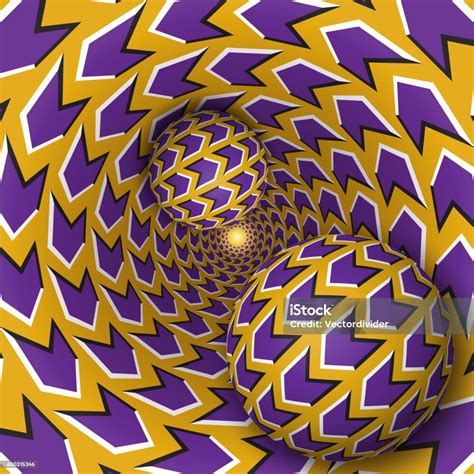 Optical Illusion Illustration Two Balls Are Moving On Rotating Hole ...