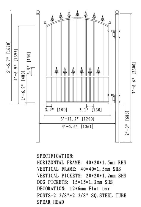 Steel Pedestrian Gate » Steel Pedestrian Gate - Munich Style - 5 ft