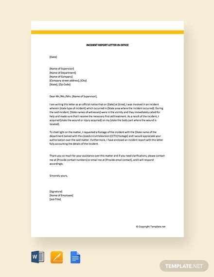 Free Incident Report Letter In Office Template - Template.net