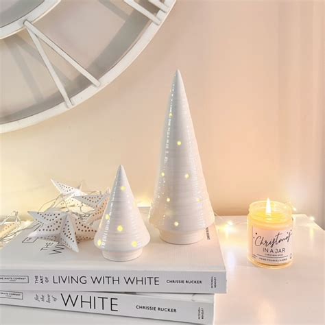 Glossy white ceramic LED light up tree - Perfectly Lovely Interiors