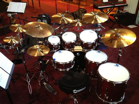 View from behind my kit with a full set of Zildjian K Custom Dark ...