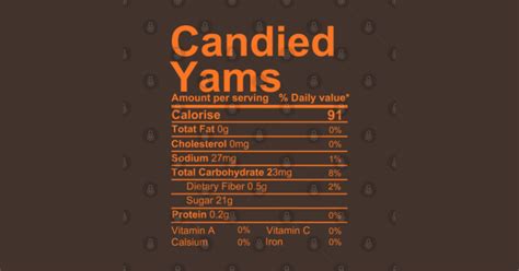 Candied Yams nutrition facts label - Nutrition Facts Label - T-Shirt | TeePublic