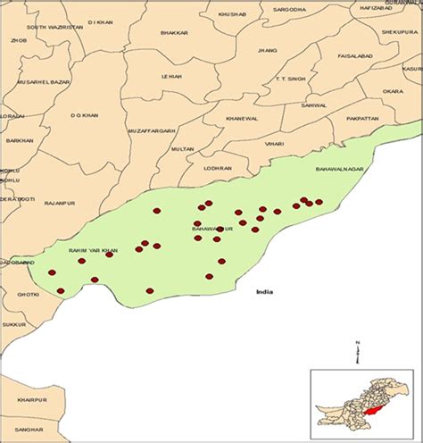 Map of Pakistan with the Cholistan Desert and the three districts ...