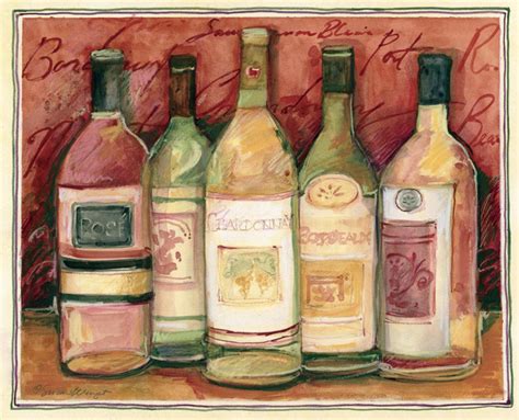 Wine Bottle on Red Fine Art Print - Susan Winget posters - Cuisine ...