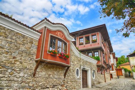 Typical architecture,historical medieval houses,Old city street view ...