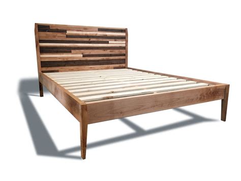 Mid-Century Modern Platform Bed Frame and Headboard