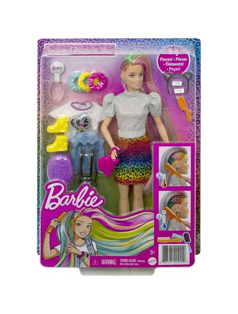 Barbie Leopard Rainbow Hair Doll for Girls 3 years up