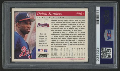 Deion Sanders Signed 1994 Score #496 (PSA Encapsulated) | Pristine Auction