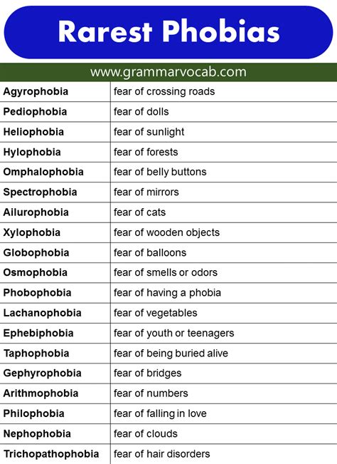 List of Phobias: Funny Phobias - Rarest Phobias -Weird Phobias | PDF ...