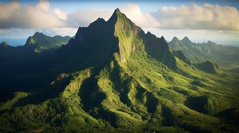 Premium Photo | Mount rotui on moorea island french polynesia generative ai