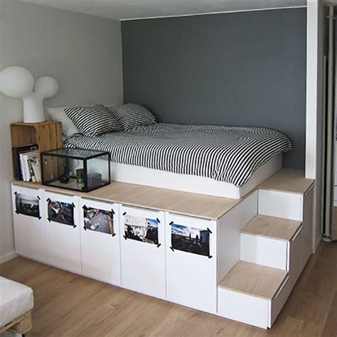 Underbed Storage Solutions for Small Spaces | Diy storage bed, Bedroom design, Small bedroom