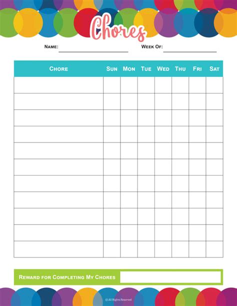 2021 Blank Chore Chart for Multiple kids Printable PDF Instant Download ...