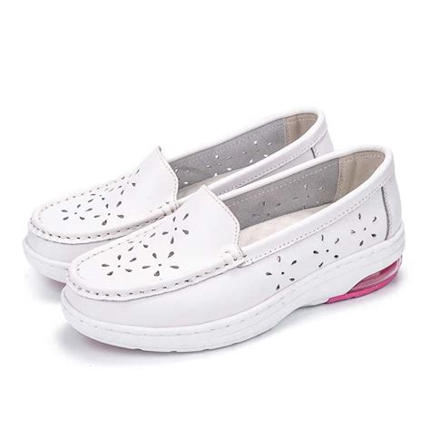 Nursing Clogs Comfortable White Leather Cushion Medical Shoes For ...