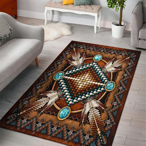 Naumaddic Arts Brown Native American Design Area Rug