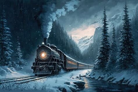 Vintage Steam Locomotives In Snow