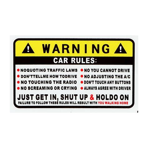 Car Safety Warning Rules Sticker Car Decoration PVC Decal Car Sticker ...