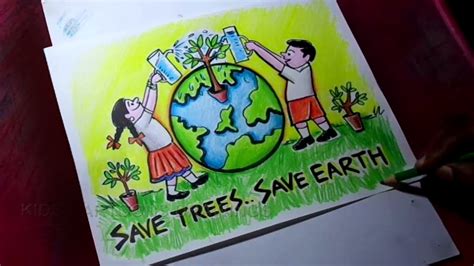 How to Draw Save Trees / Save Earth Poster Drawing - YouTube