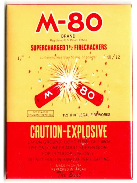 Vintage M80 Firecracker Label on Laminated Metal Fridge Magnet 2.5 x 3. ...