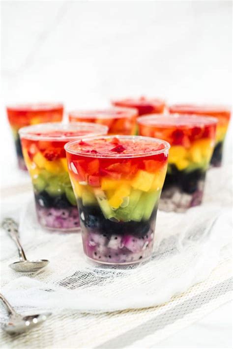 Fruit Jelly Cups in Rainbow Colors | Decorated Treats