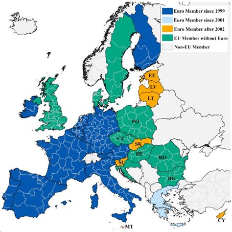 Political map of Europe showing the European countries that joined the ...