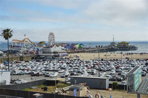 The Pier and Car Parking of Santa Monica Beach Editorial Image - Image ...