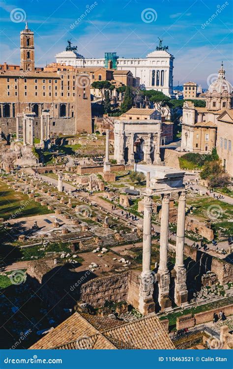 The Roman Forum Foro Romano and Roman Ruins As Seen from the P Stock Image - Image of hill, foro ...