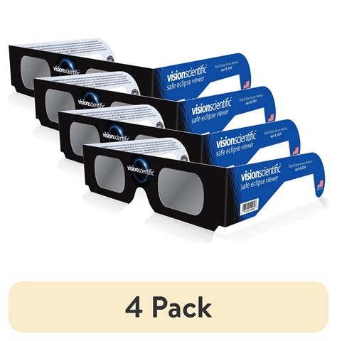 (4 pack) Vision Scientific, Safe Eclipse Viewer, Eclipse Glasses for April 8th Eclipse, Single ...