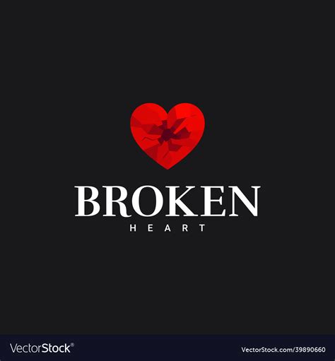 Broken heart logo on black design background Vector Image