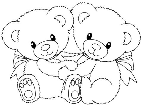 Cute Teddy Bears Coloring Page - Free Printable Coloring Pages for Kids