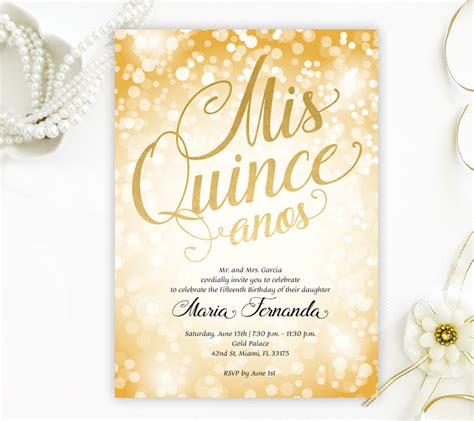 Gold Quinceanera Invitations - LemonWedding